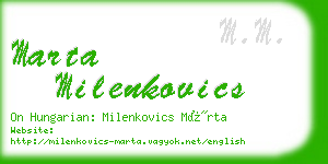 marta milenkovics business card